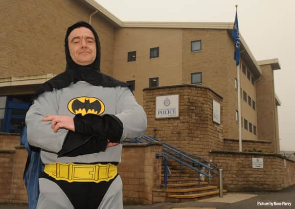Caped crusader Stan Worby, from Wyke, who delivered a wanted man to a Bradford police station.