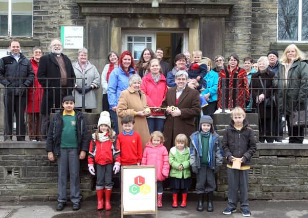 Official handover of keys for Luddenden Civic Institute from Calderdale Council to Luddenden Civic Trust.