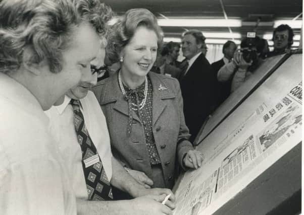 Prime Minister Margaret Thatcher at the Halifax Courier in 1983, opening an extension to the Courier buildings