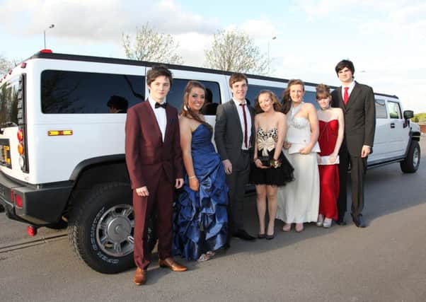 Brighouse High School Year 11 prom at the Cedar Court Hotel, Bradford. Pictured are Katlin Ashton, Jess Blackley, WIll Maclaughn, Laura Blaine, Ryan Collen, Millie Gibbson, George Ellis