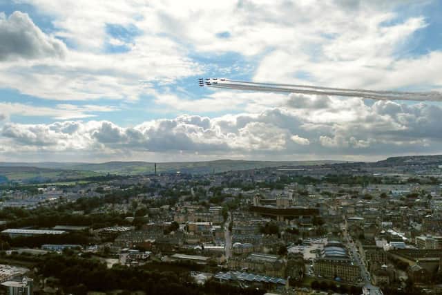 The Red Arrows fly over Eureka!, Halifax.