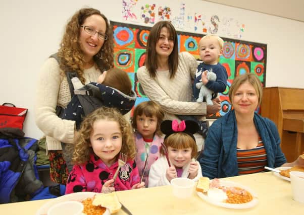 Heptonstall School Big Pudsey Breakfast for Children in Need.
Back, from the left, Rebecca Machin with Ira Machin, eight months, Elsie Machin, three, Jennie Clark and Lucas Gourley, two.
Front, Iris Gourley, four, Evelyn Pogson, four, and Emma Pogson.