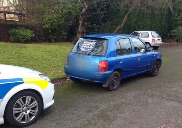 A blue Nissan Micra was seized in Queens Road, Halifax, after its owner was found to have no insurance or a valid driving licence