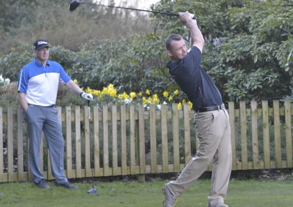 Bradley Hall pro Dave Delaney on the 11th tee yesterday