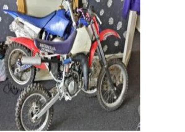 This motorcycle was seized alongside another vehicle from an address in the Lockwood area of Huddersfield on Tuesday, April 15
