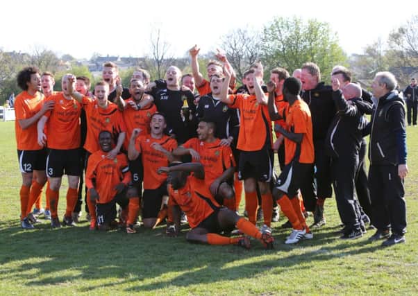 Brighouse Town celebrate their NCEL Premier Division title