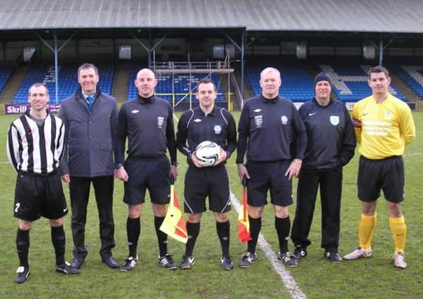 Officials and captains before the Challenge Cup final