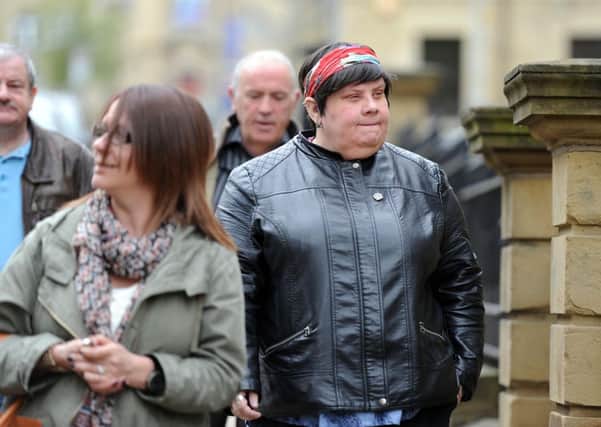 Rachel Regan, 43, (left) and Deborah McDonald, 40, (right) leave Calderdale Magistrates Court, where they appeared this morning after being charged following allegations of inappropriate behaviour at a school in Calderdale. Picture by Guzelian.