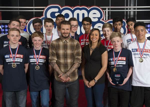 Sky Sports Living For Sports Awards 2014

. Rastrick High School students with David Beckham & Jessica Ennis-Hill. 
Publicist Victoria Etaghene

© Justin Downing for BSKYB
May 2014