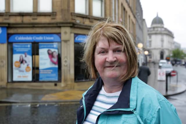 Frances Burns at Claderdale Credit Union, Commercial Stree, Halifax.