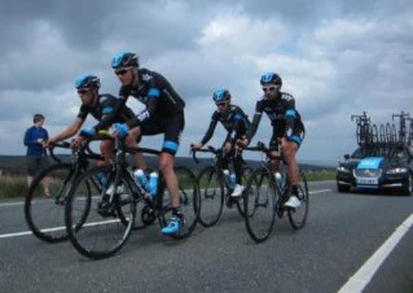 Team Sky on their training run through Calderdale. Picture submitted by Wayne Ogden of the team at the top of Cragg Vale.