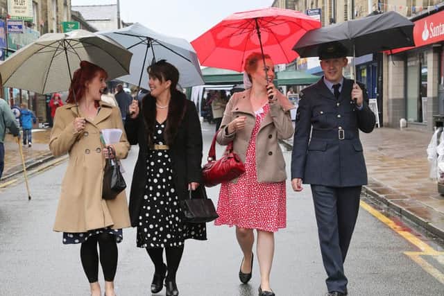 Brighouse 1940s Weekend.
From the left, Lucy Broadbent, Paula Broadbent, Keeley Wooton and Steven Blackburn.