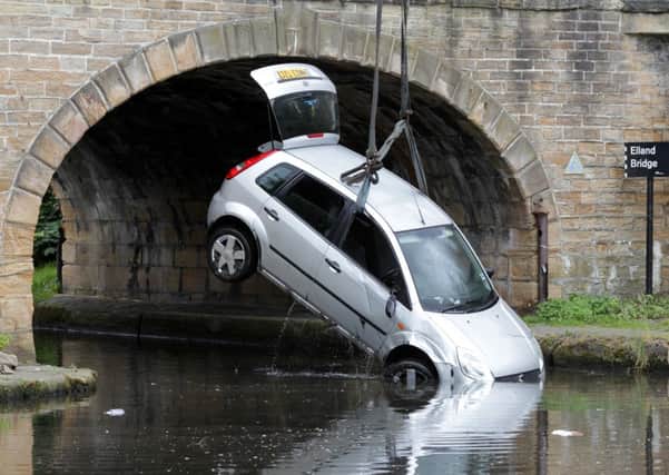 Car recovered from the canal at Elland Bridge, Elland.