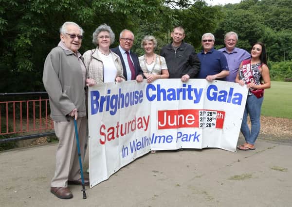 Brighouse Charity Gala committee at Welholme Park, Brighouse.
From the left, presidents Ernest and Jean Ainley, vice chairman Steve Sykes, treasurer Christine Fletcher, ground secretary Steve Lord, chairman Peter Charles, ground chairman Peter Edwards and gala queen Paige Roderick.