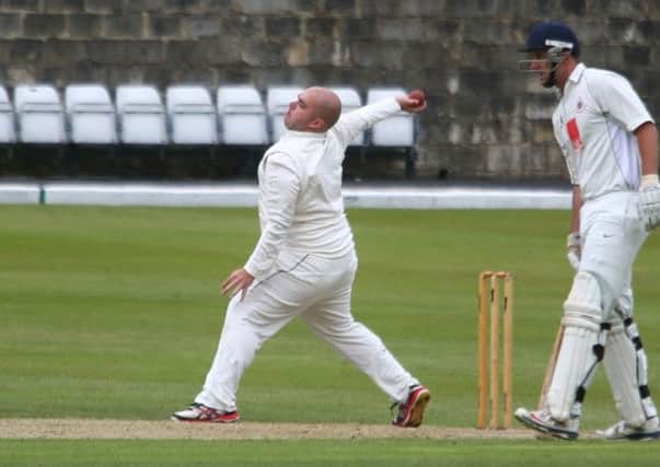Andrew Sutcliffe bowls for Todmorden yesterday