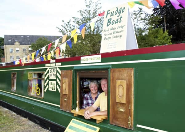 Heather and Tony Gregory, of the Fudge Boat, arrive in Hebden Bridge for Le Tour