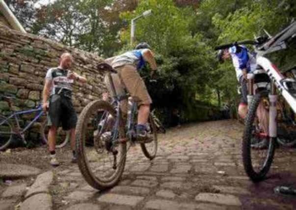 Up the Butress, Hebden Bridge, cycle challenge in the South Pennine Walk and Ride Festival