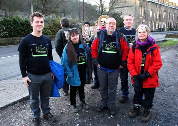 Josh Fenton Glynn with Health campaigners walk from Todmorden to Hudderfield Royal Infirmary.