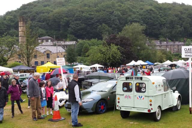 Action from the first day of Hebden Bridge ROtary Club's vintage car weekend