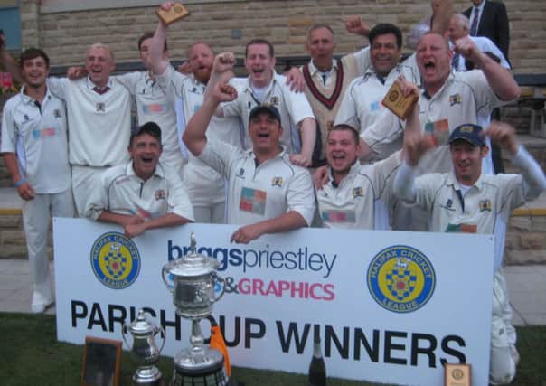 Copley celebrate their 2014 Parish Cup final success