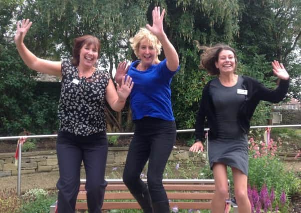 Tracey Broadbent, Laura Whitham and Trina Gledhill take part in a skydive to raise funds for Overgate Hospice.