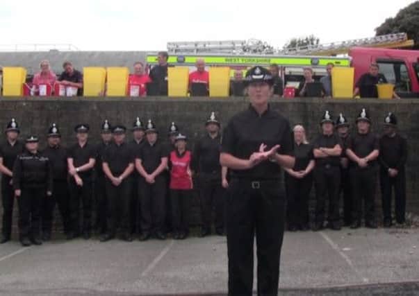 Chief Superintendent Angela Williams and officers from Calderdale police taking part in the Ice Bucket Challenge