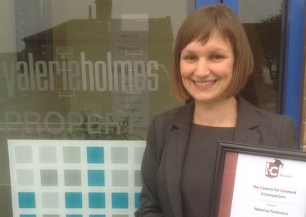 Rebecca Parkinson, from Valerie Holmes Property Lawyers in Hipperholme, is celebrating achieving the highest mark of 74% for her Land Law exam