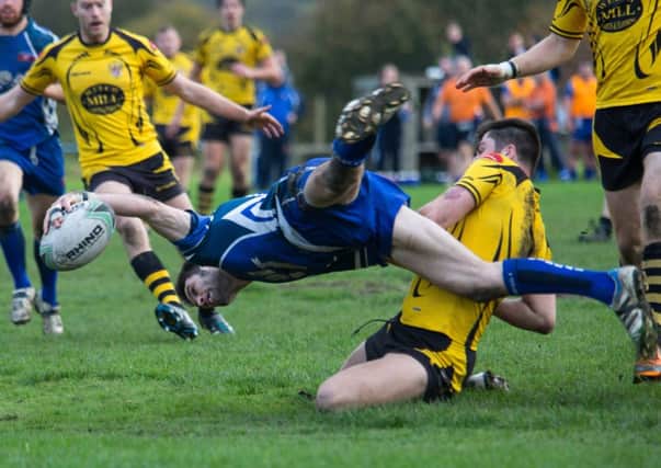 Actions from Siddal v Leigh at Chevinedge. Pictured is Scott Caley try