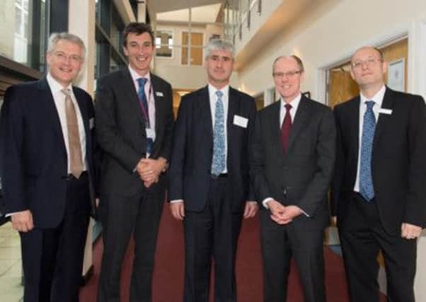 MP Andrew Jones, Richard Sheriff, Colin Prestwich, Nick Gibb and Nathan Bulley (s).