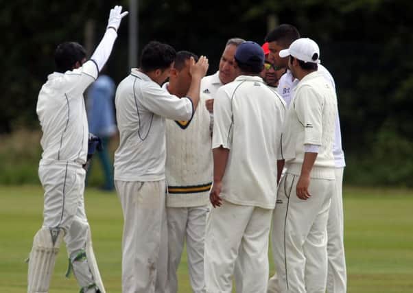 Actions from the Rod Warhurst Cup Final, Augustinians v Lightcliffe at Old Crossleyans CC, Halifax.
Augustinians celebrate a wicket.