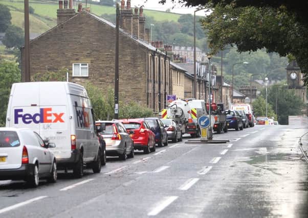More road works on Burnley Road, Luddenden Foot, already causing lengthy queues.