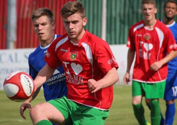 Alex Metcalfe in action for Harrogate Railway against Town earlier this year