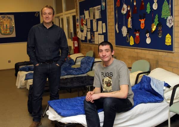 Inn Churches 2014 homeless shelter at Halifax Salvation Army. Pictured are project co-ordinator Dave Fawcett and volunteer Steve Windsor