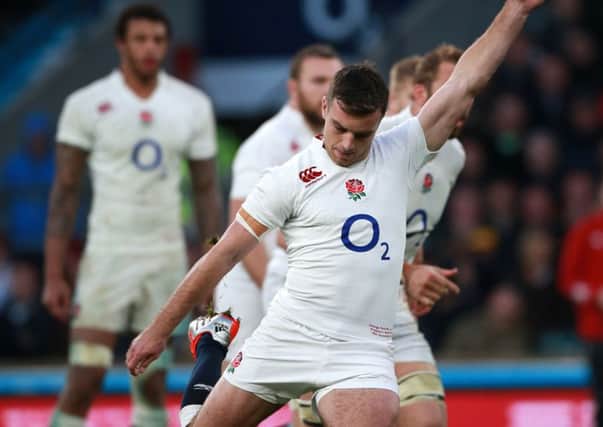 England's George Ford scores a penalty during the QBE International at Twickenham, London. PRESS ASSOCIATION Photo. Issue date: Saturday November 15, 2014. See PA story RUGBYU England. Photo credit should read: David Davies/PA Wire