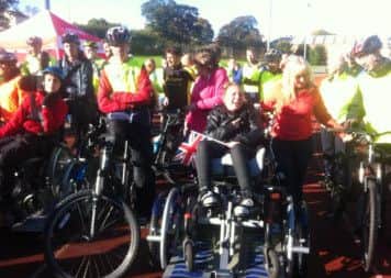 Ravenscliffe students who took part in the Big Bike Bash joined by other cyclists including Bryn Bevan and Nick Horsfall who cycled 24 hours for the Ravenscliffe@SpringHall campaign