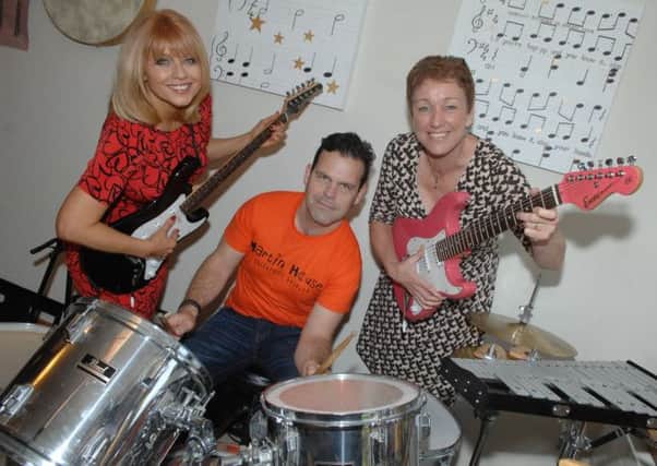 ITV Calendars Christine Talbot, Embrace drummer Mike Heaton and Angela Monaghan