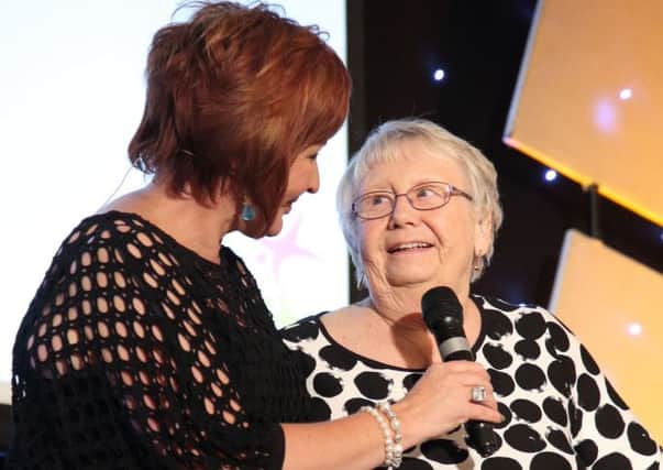 Halifax Courier Community Spirit Awards 2014 at Berties at La Cachette, Elland.
Outstanding individual achievement winner Jenny Hirst with host Clare Frisby, left.