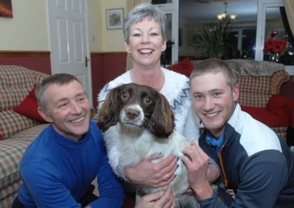Pickle with her owners Cathy Woodham, John Bond and Greg Bond. Picture : Adrian Murray. (1501053AM1). Below, the winning image.