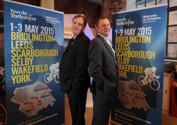 The Tour De Yorkshire Cycle Race route is launched by Gary Verity Chief Executive of Welcome to Yorkshire with Bob Howden the President of British Cycling. Picture by Simon Hulme