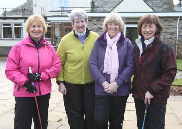Ladies Halifax and Huddersfield Winter Allkiance match at West End Golf Club, Halifax. Margaret Haigh, Hilary Taylor,  Jean Tattersfield and Judith Crowther.