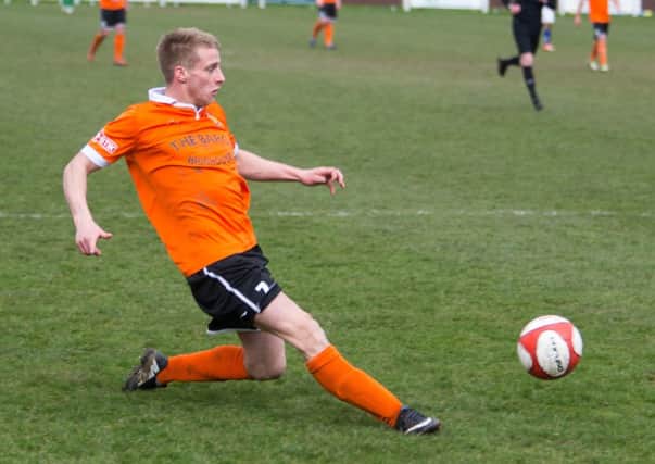 Actions from Brighouse Town v Lancaster City at St Giles Park. Pictured is Ryan Hall