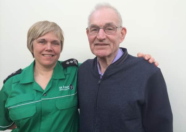 Pictured:  Sue Grant, St John Ambulance Unit Manager for Starbeck and Knaresborough Badgers pictured with David Inman (s).