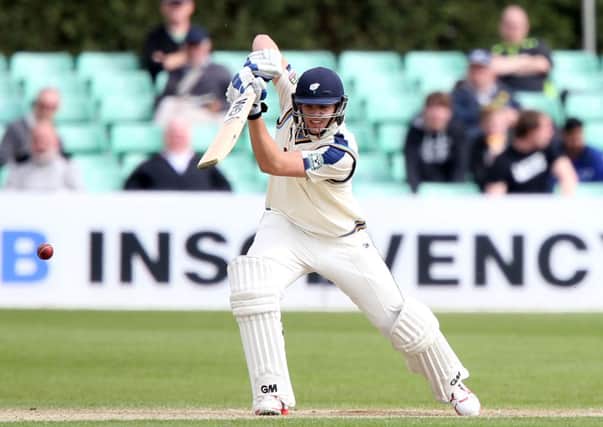 Yorkshire's Alex Lees bats during day two of the LV= County Championship match at New Road, Worcester. PRESS ASSOCIATION Photo. Picture date: Monday April 13, 2015. See PA story CRICKET Worcestershire. Photo credit should read: Simon Cooper/PA Wire. RESTRICTIONS: Editorial use only. No commercial use without prior written consent of the ECB. Still image use only - no moving images to emulate broadcast. No removing or obscuring of sponsor logos. Call +44 (0)1158 447447 for further information.
