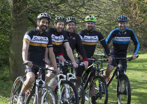 Calderdale Big Dog charity bike ride. From the left, Neil Earnshaw, Mitch Jones, Kev Folan, Andy Geall and Ed Geall.