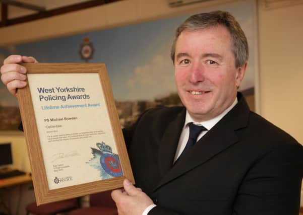 Michael Bowden with his Wesy Yorkshire Policing Award.
