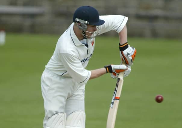 Actions from the game: Elland CC v Micklehurst, Sykes Cup at Hullen Edge, Elland.
Pictured is:- Reece Jennison