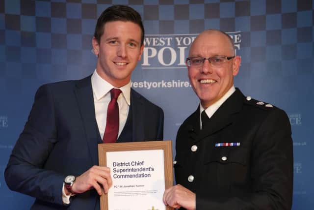 Calderdale Policing Awards Evening. Chief Superintendent Dicke Whitehead with PC Jonny Turner.