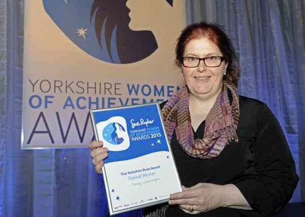 Yorkshire Rose award winner,  Sally Wainwright.
Yorkshire Women of Achievement Awards 2015.  Picture Bruce Rollinson  15 May 2015.