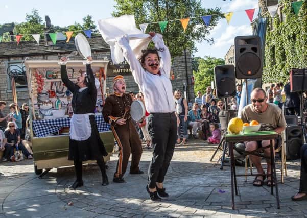 Free street theatre was very poular at Hebden Bridge Arts Festival. Picture by Craig Shaw/blu planet photography