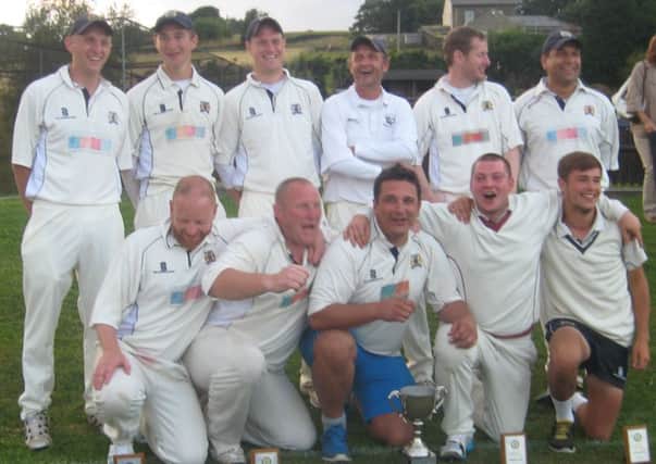 Copley celebrate their 2014  Twenty/20 final win over Booth at SBCI